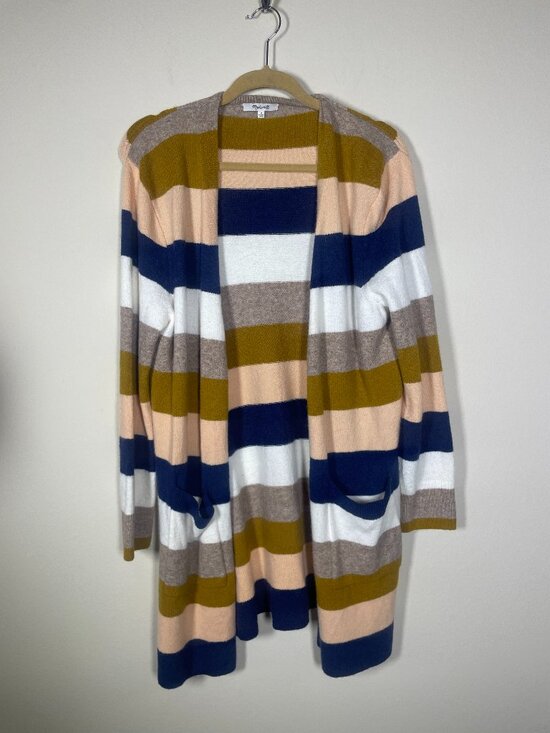 Madewell Sweaters - Madewell Cardigan Wool Alpaca Blend Multi Color Striped Academic M Flawed!